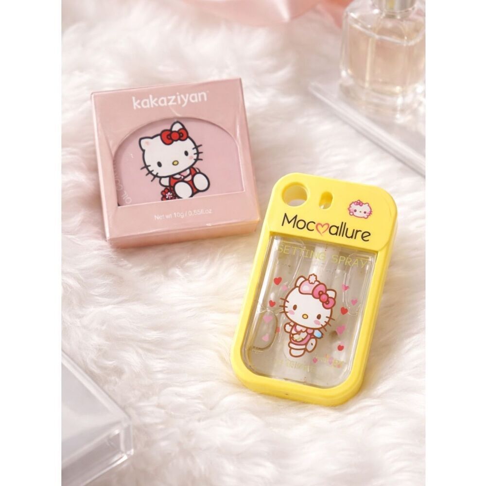 NWT NIB Mocallure Hello Kitty Loose Setting Powder Compact and Setting Spray Set